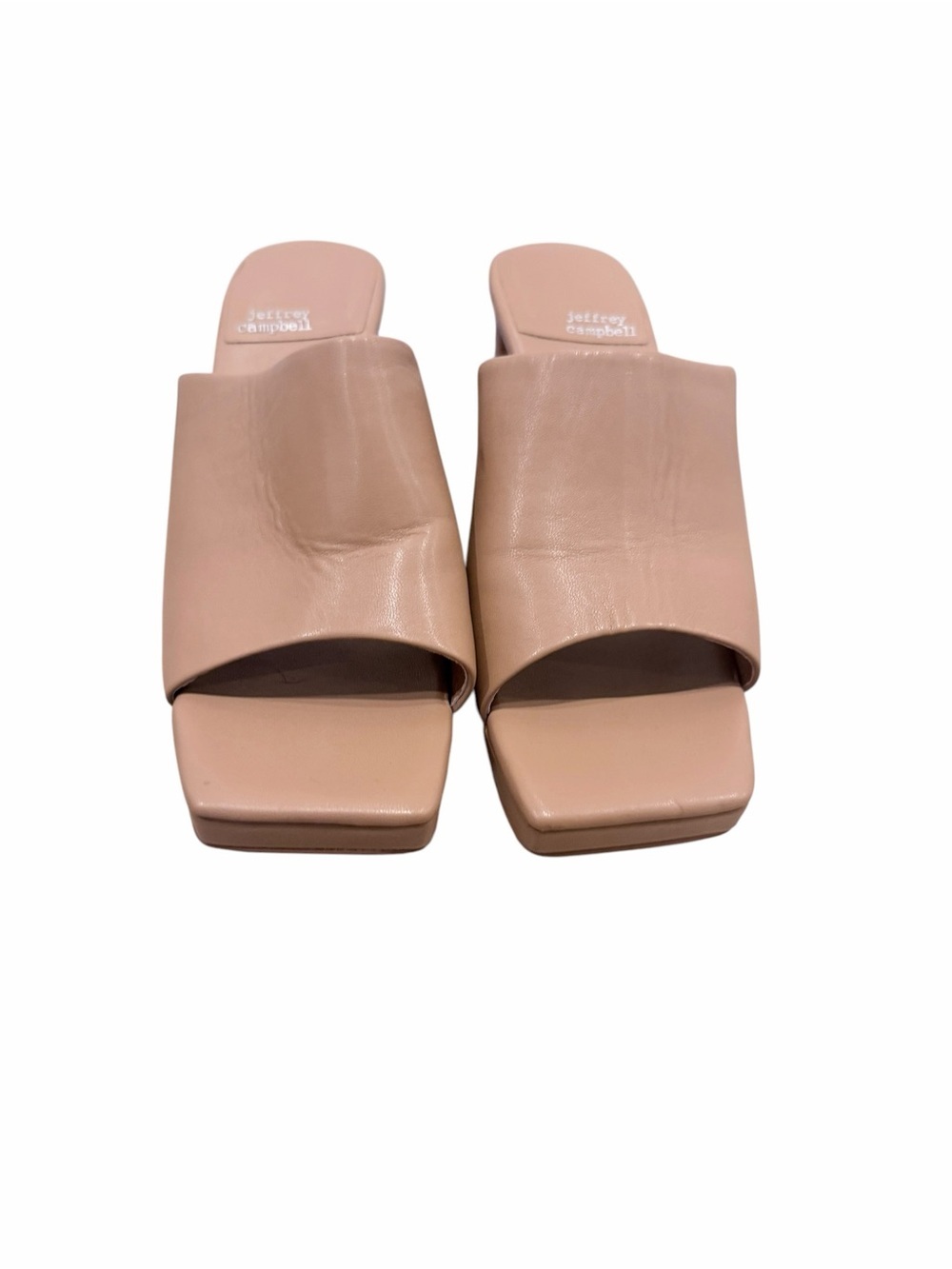Jeffrey Campbell Blush Nude Leather Square-Toe Mules - Picture 3 of 5